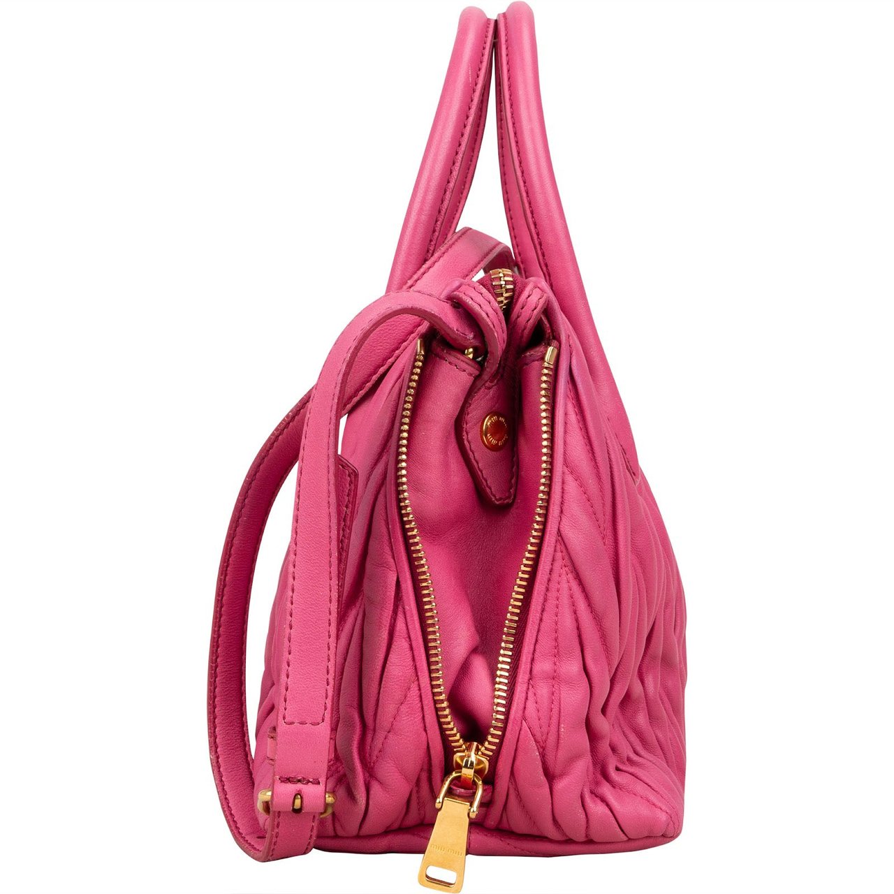 Miu Miu Miu Miu Pink Matelassé Nappa Leather Handbag Rood