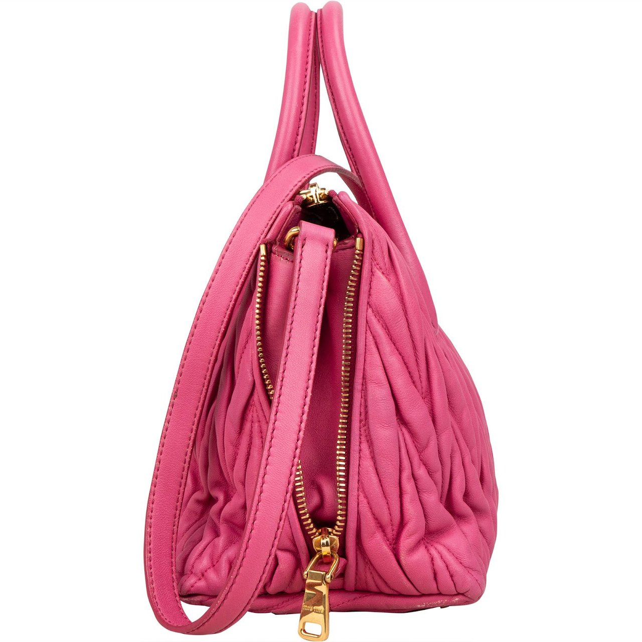 Miu Miu Miu Miu Pink Matelassé Nappa Leather Handbag Rood