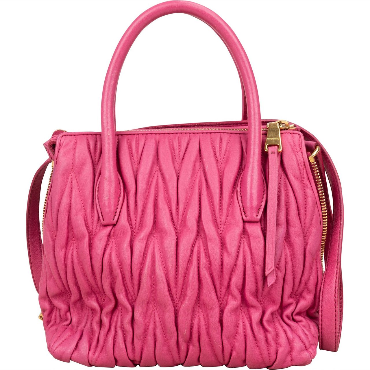 Miu Miu Miu Miu Pink Matelassé Nappa Leather Handbag Rood