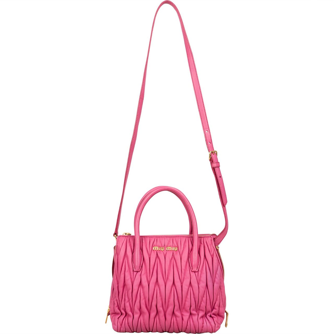 Miu Miu Miu Miu Pink Matelassé Nappa Leather Handbag Rood