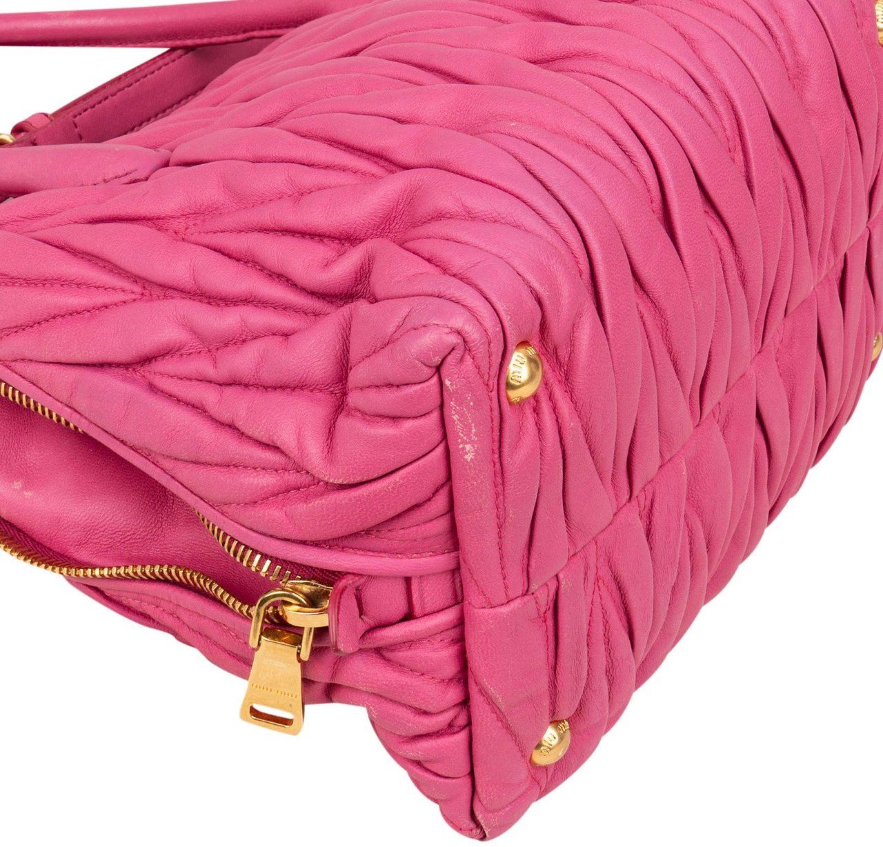 Miu Miu Miu Miu Pink Matelassé Nappa Leather Handbag Rood