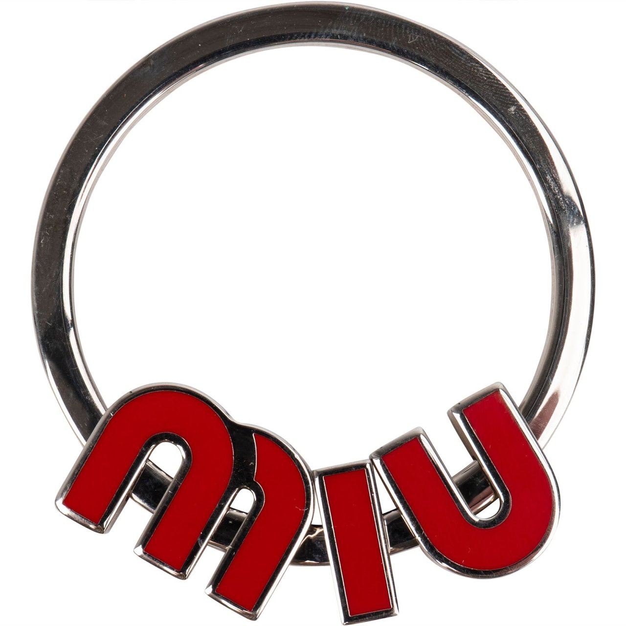 Miu Miu Miu Miu Silver Tone Emaille Keychain Key Holder Bag Charm Divers