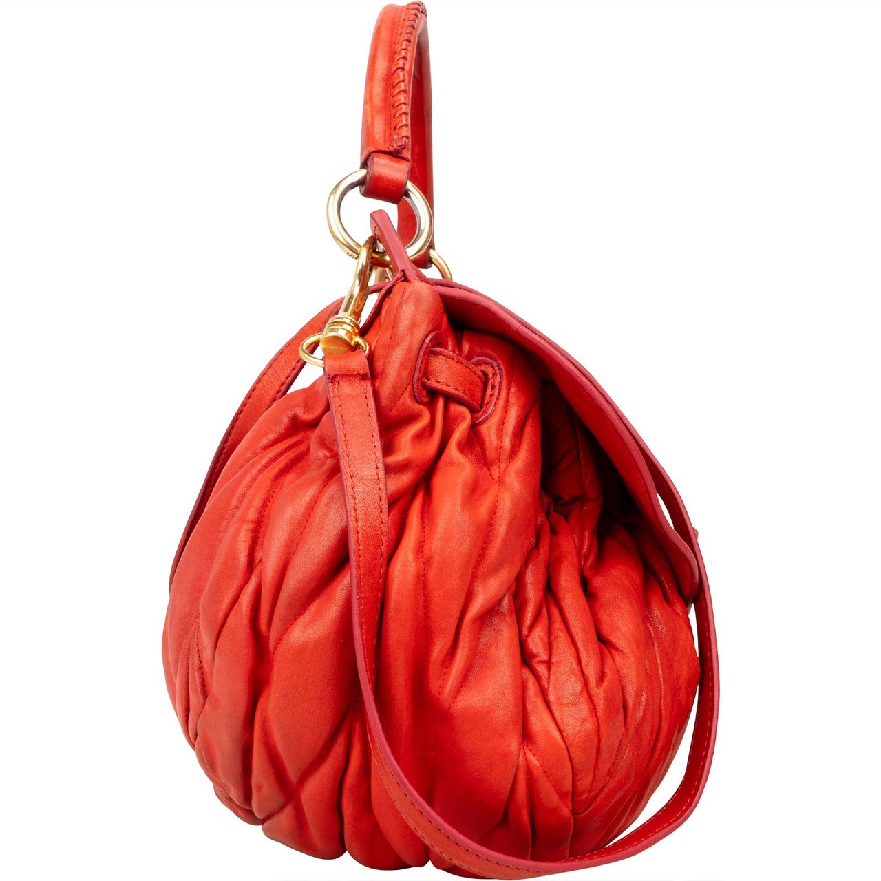 Miu Miu Miu Miu Matelassé Nappa Leather Hobo Handbag Rood