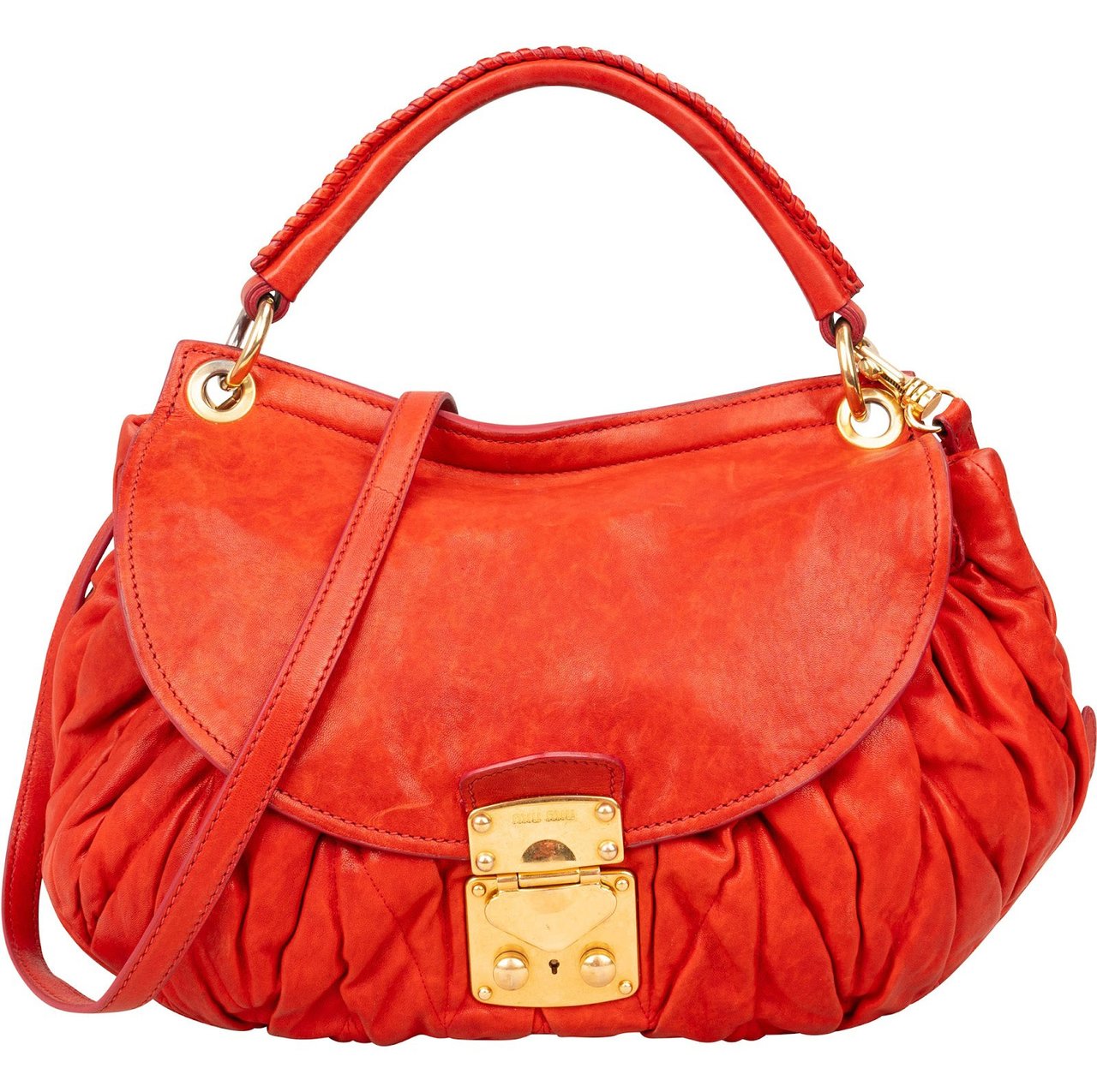Miu Miu Miu Miu Matelassé Nappa Leather Hobo Handbag Rood