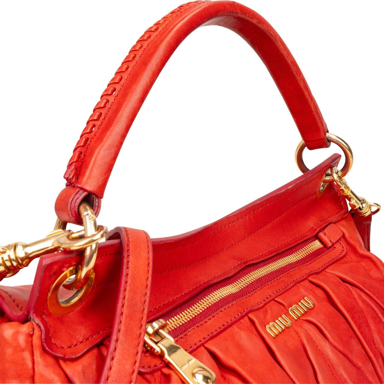 Miu Miu Miu Miu Matelassé Nappa Leather Hobo Handbag Rood