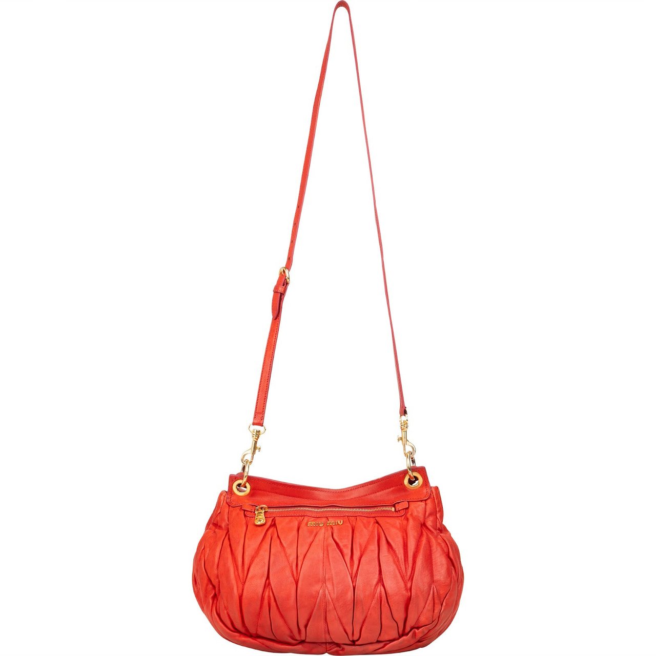 Miu Miu Miu Miu Matelassé Nappa Leather Hobo Handbag Rood