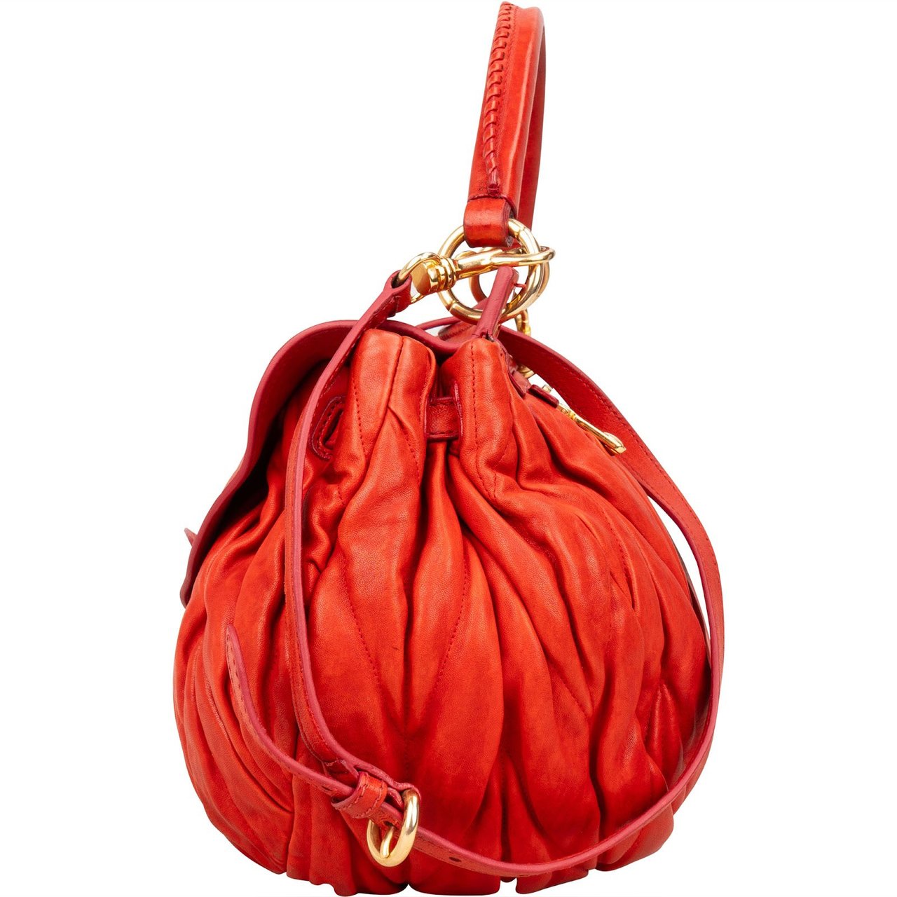 Miu Miu Miu Miu Matelassé Nappa Leather Hobo Handbag Rood