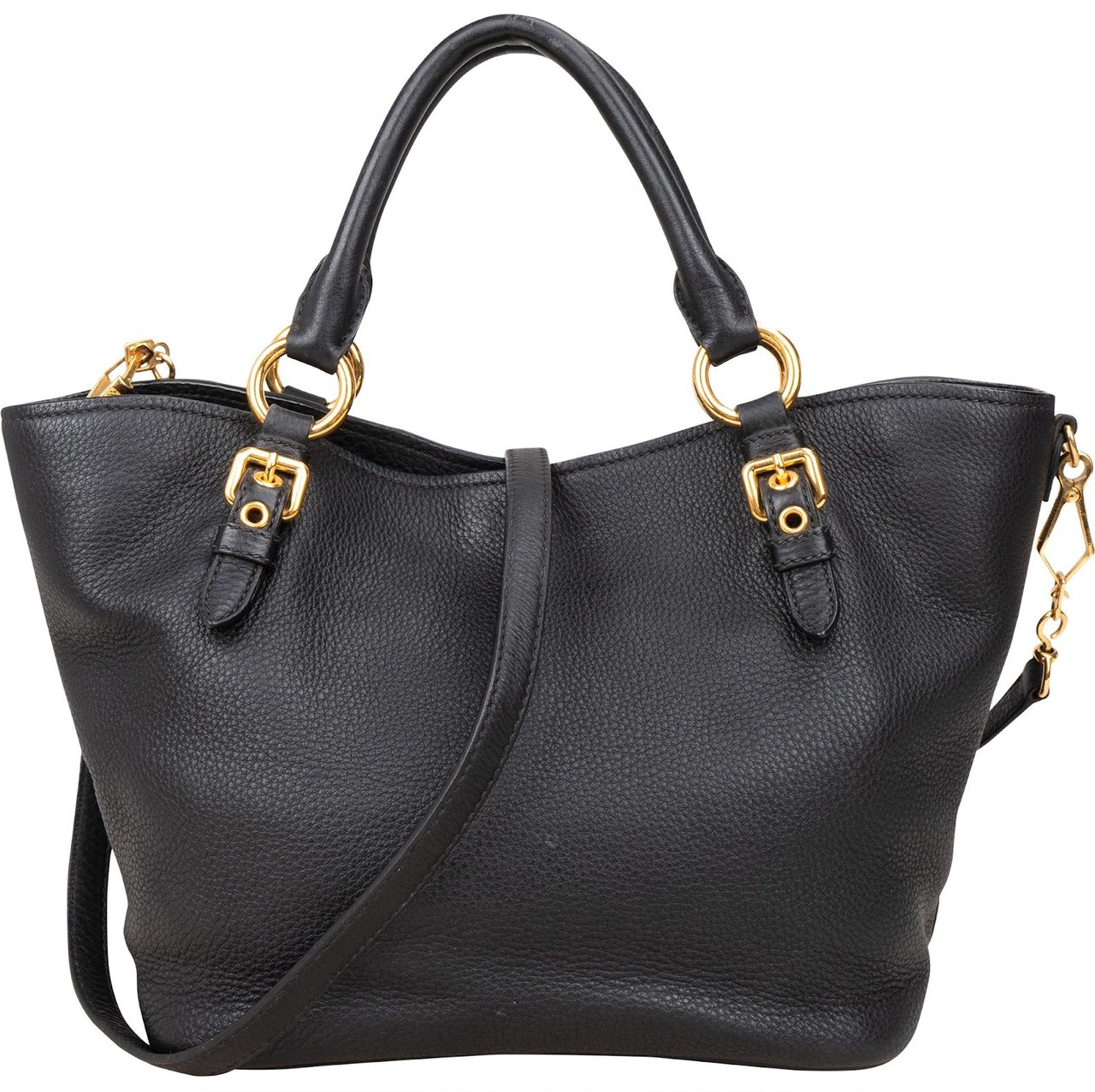 Miu Miu Miu Miu Vitello Daino Leather Small Handbag Zwart