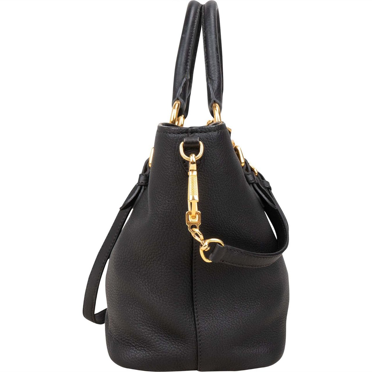Miu Miu Vitello Daino Leather Small Handbag Zwart
