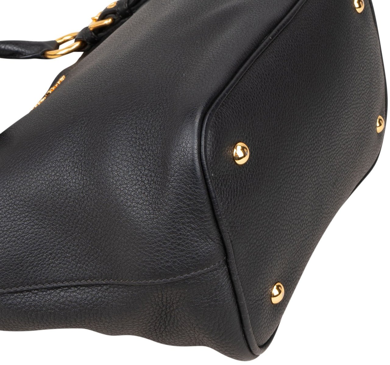 Miu Miu Miu Miu Vitello Daino Leather Small Handbag Zwart