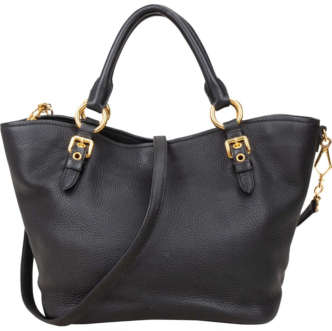 Miu Miu Vitello Daino Leather Small Handbag Zwart