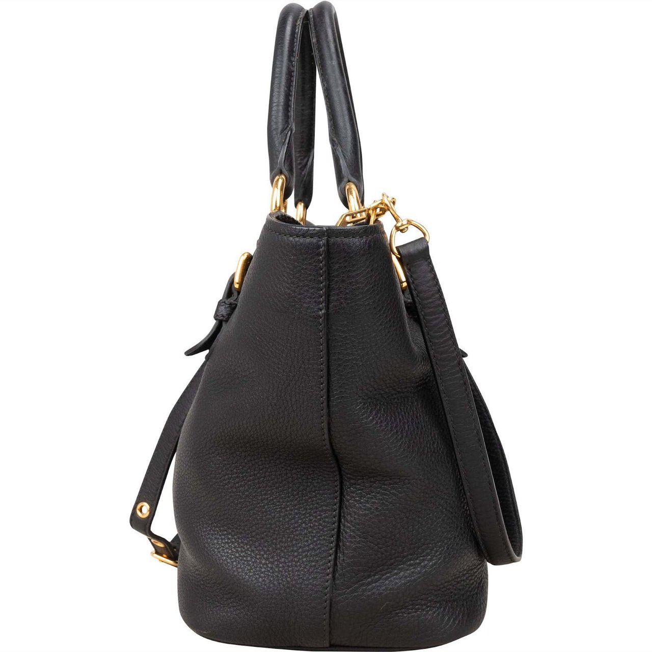Miu Miu Vitello Daino Leather Small Handbag Zwart