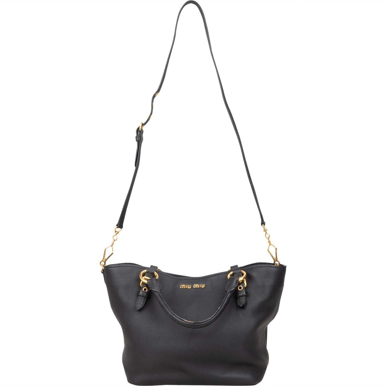 Miu Miu Vitello Daino Leather Small Handbag Zwart