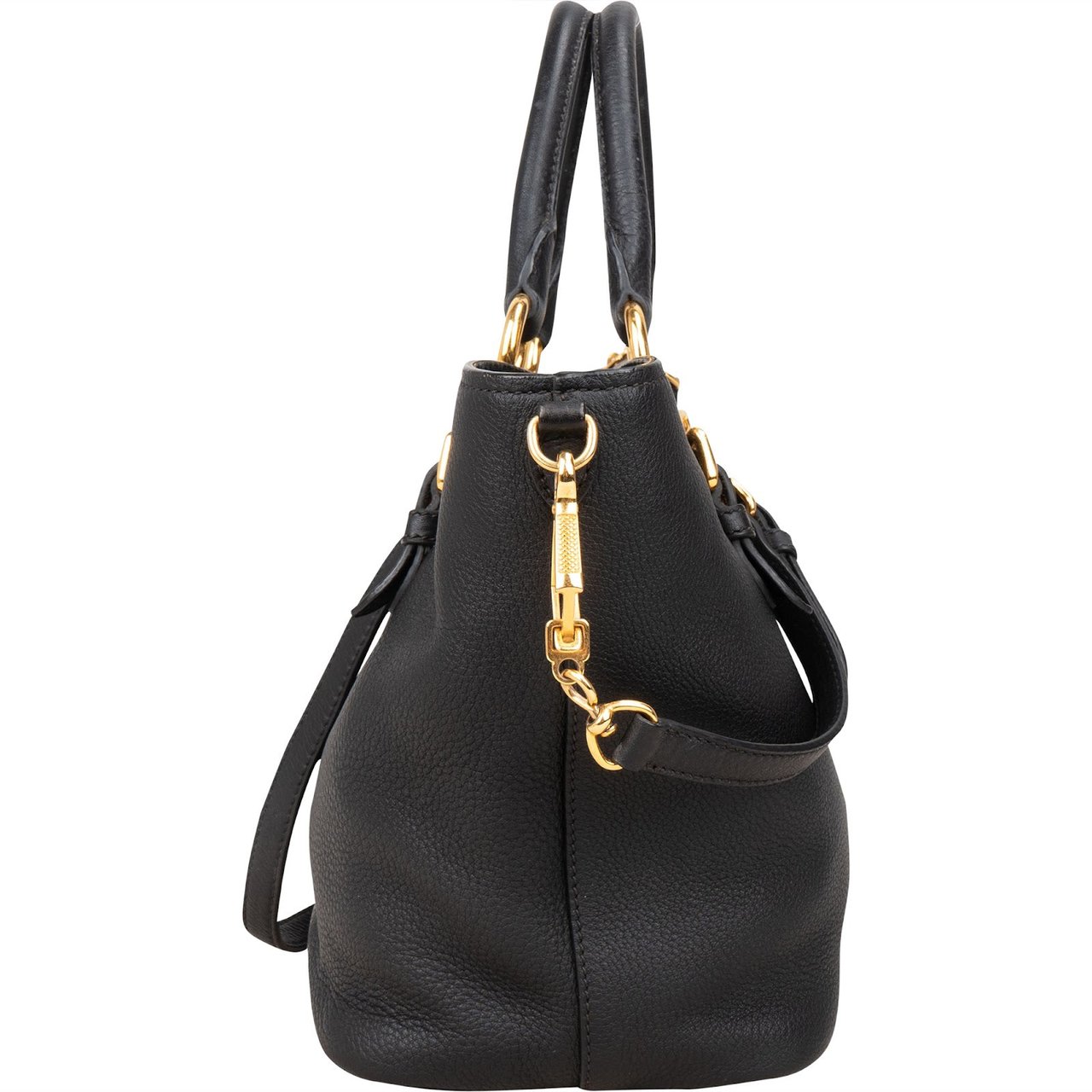 Miu Miu Miu Miu Vitello Daino Leather Small Handbag Zwart