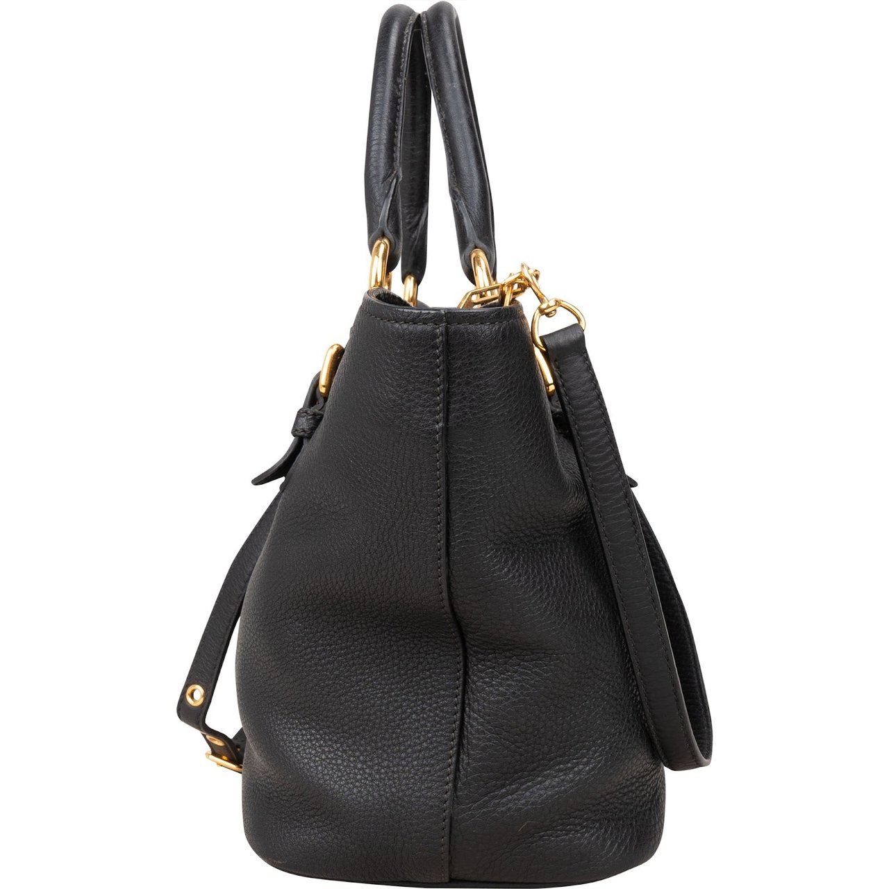 Miu Miu Miu Miu Vitello Daino Leather Small Handbag Zwart