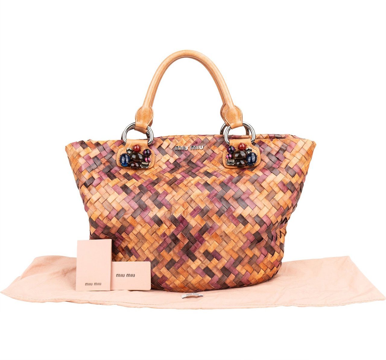 Miu Miu Miu Miu Intrecciato Multicolor Stone Handbag Divers