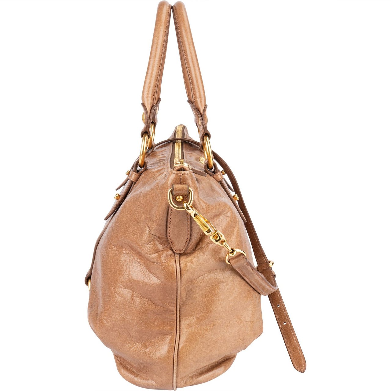 Miu Miu Miu Miu Vitello Lux Leather Satchel Handbag Bruin