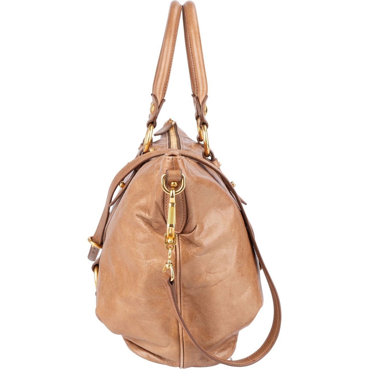 Miu Miu Miu Miu Vitello Lux Leather Satchel Handbag Bruin