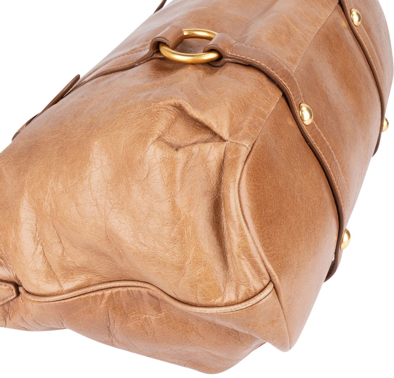 Miu Miu Miu Miu Vitello Lux Leather Satchel Handbag Bruin