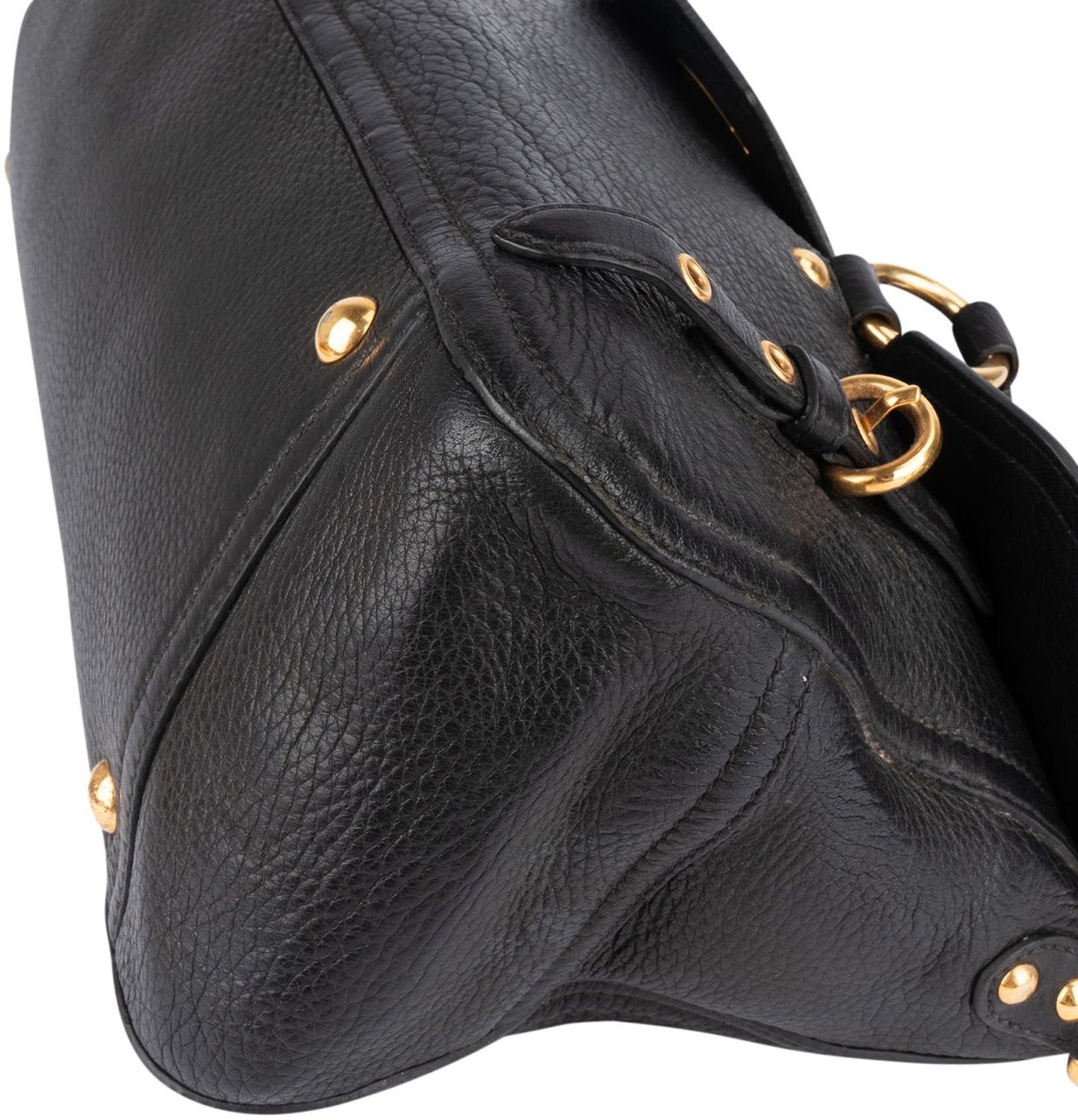 Miu Miu Vitello Lux Leather Coffer Satchel Handbag Zwart