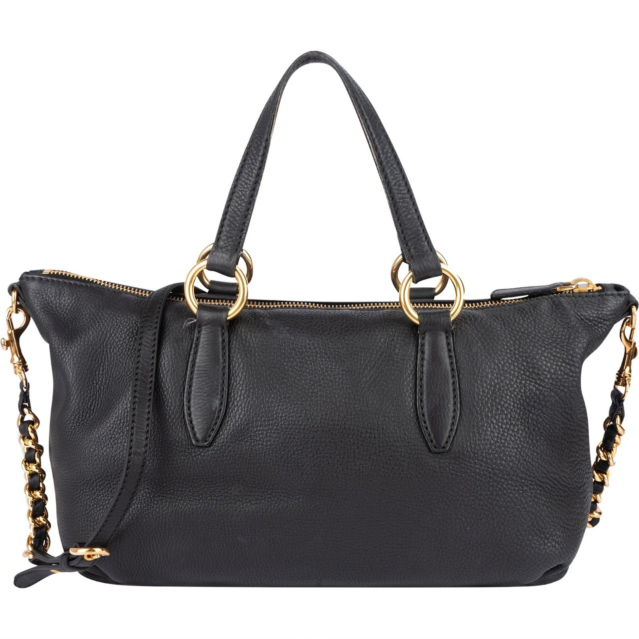 Miu Miu Vitello Lux Satchel Shoulder Bag Zwart