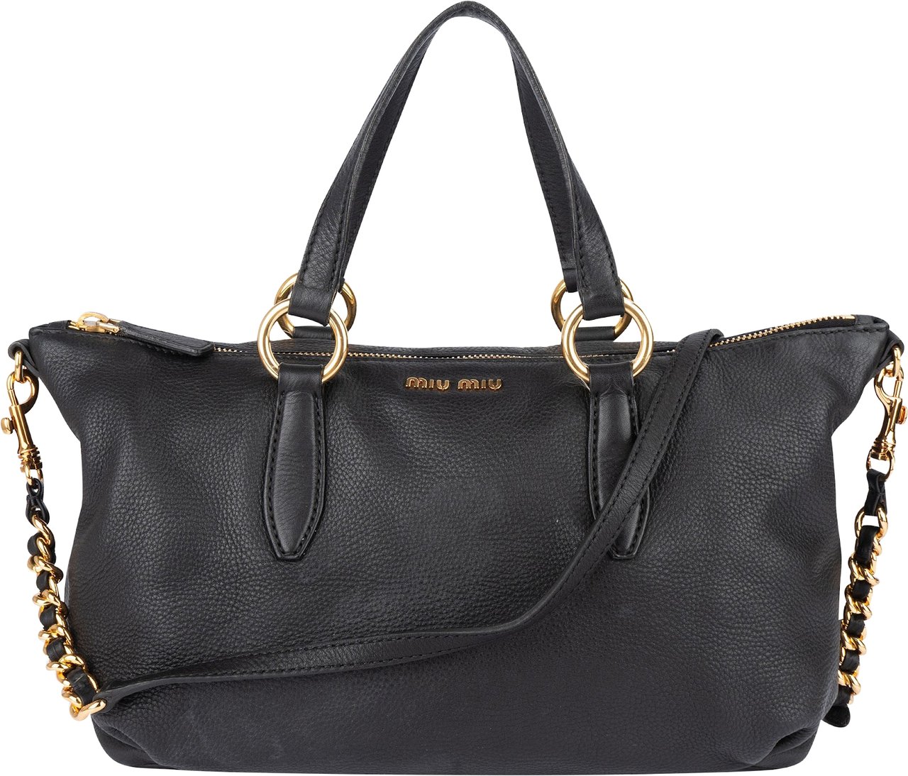 Miu Miu Vitello Lux Satchel Shoulder Bag Zwart
