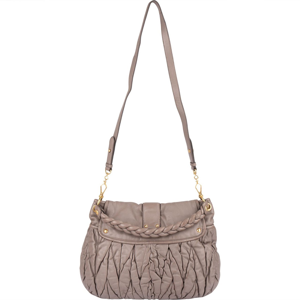 Miu Miu Miu Miu Matelassé Nappa Leather City Handbag Beige