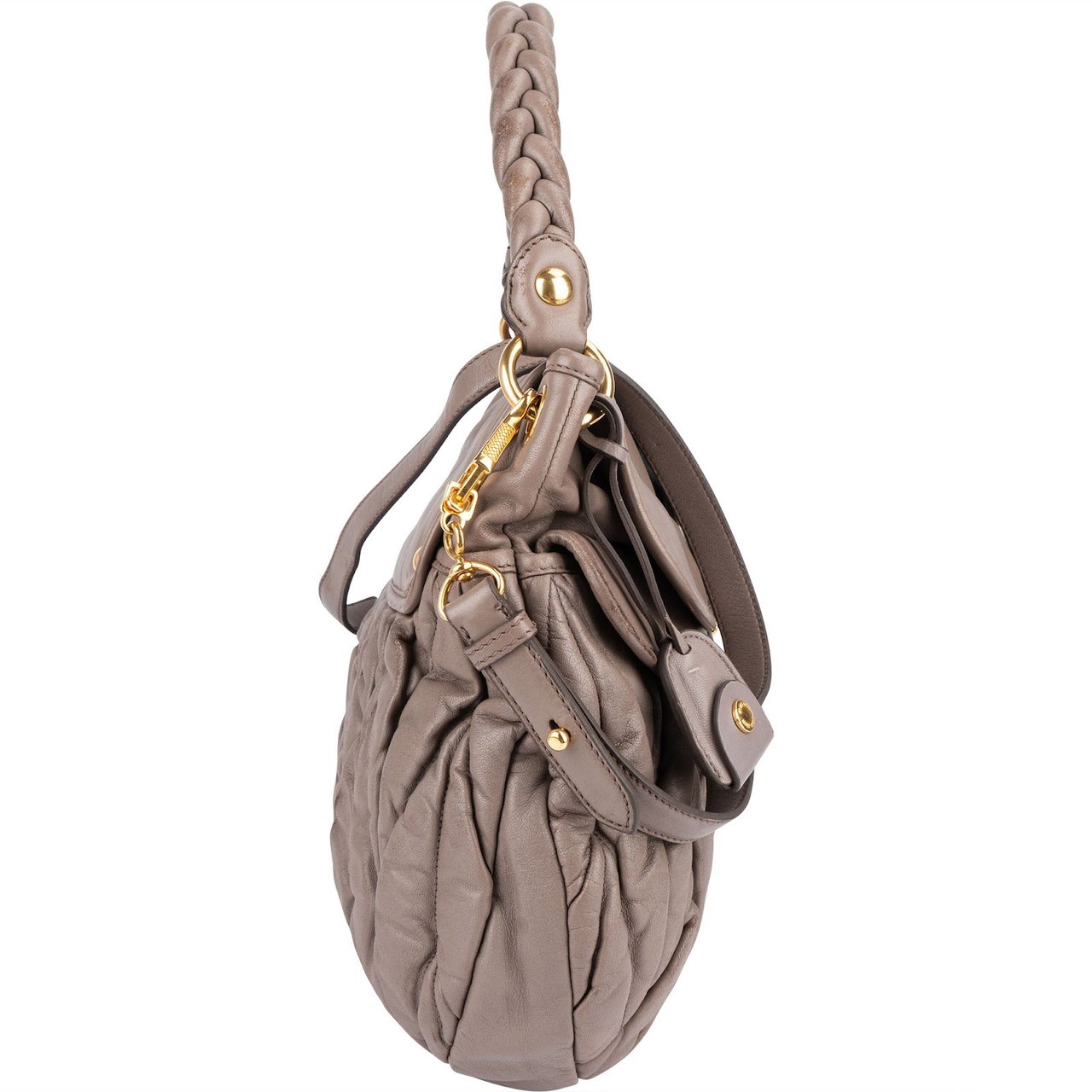Miu Miu Miu Miu Matelassé Nappa Leather City Handbag Taupe