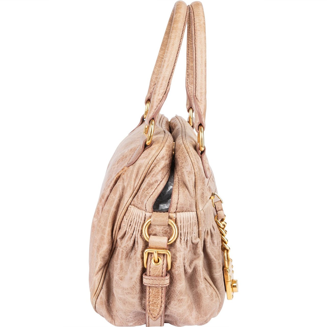 Miu Miu Miu Miu Vitello Lux City Handbag Beige