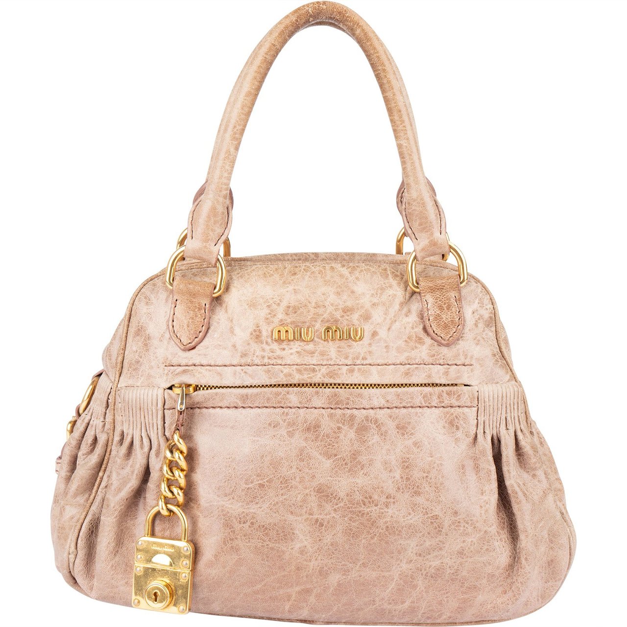 Miu Miu Miu Miu Vitello Lux City Handbag Beige