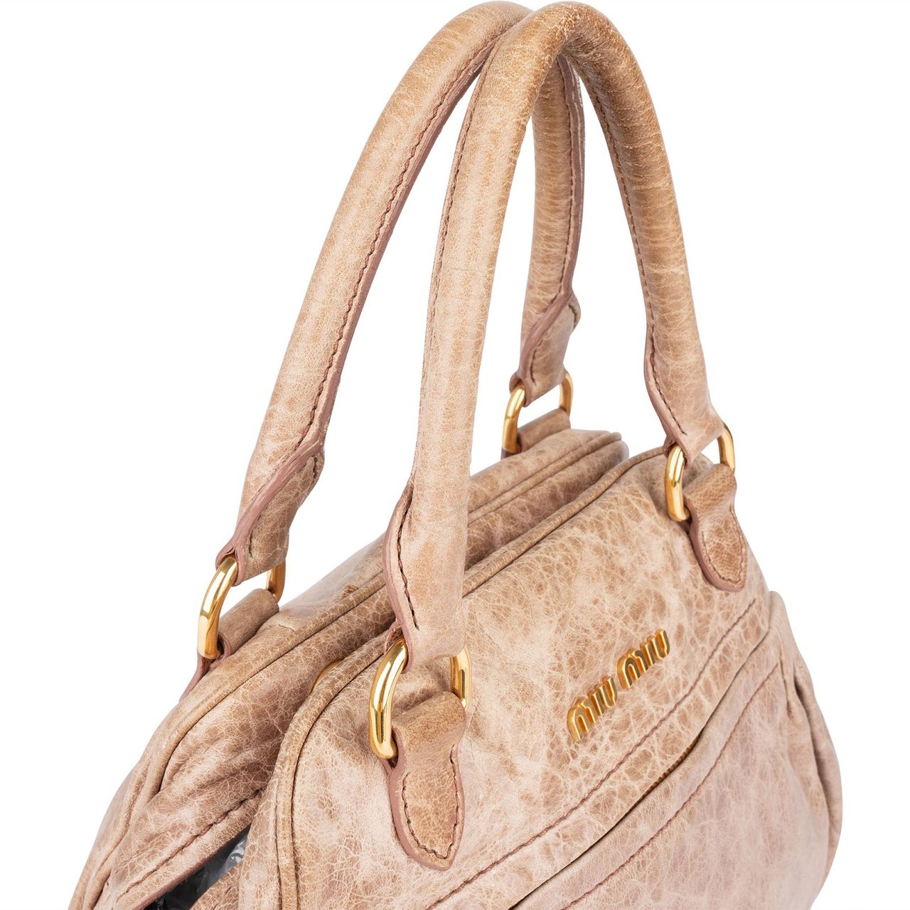 Miu Miu Miu Miu Vitello Lux City Handbag Beige