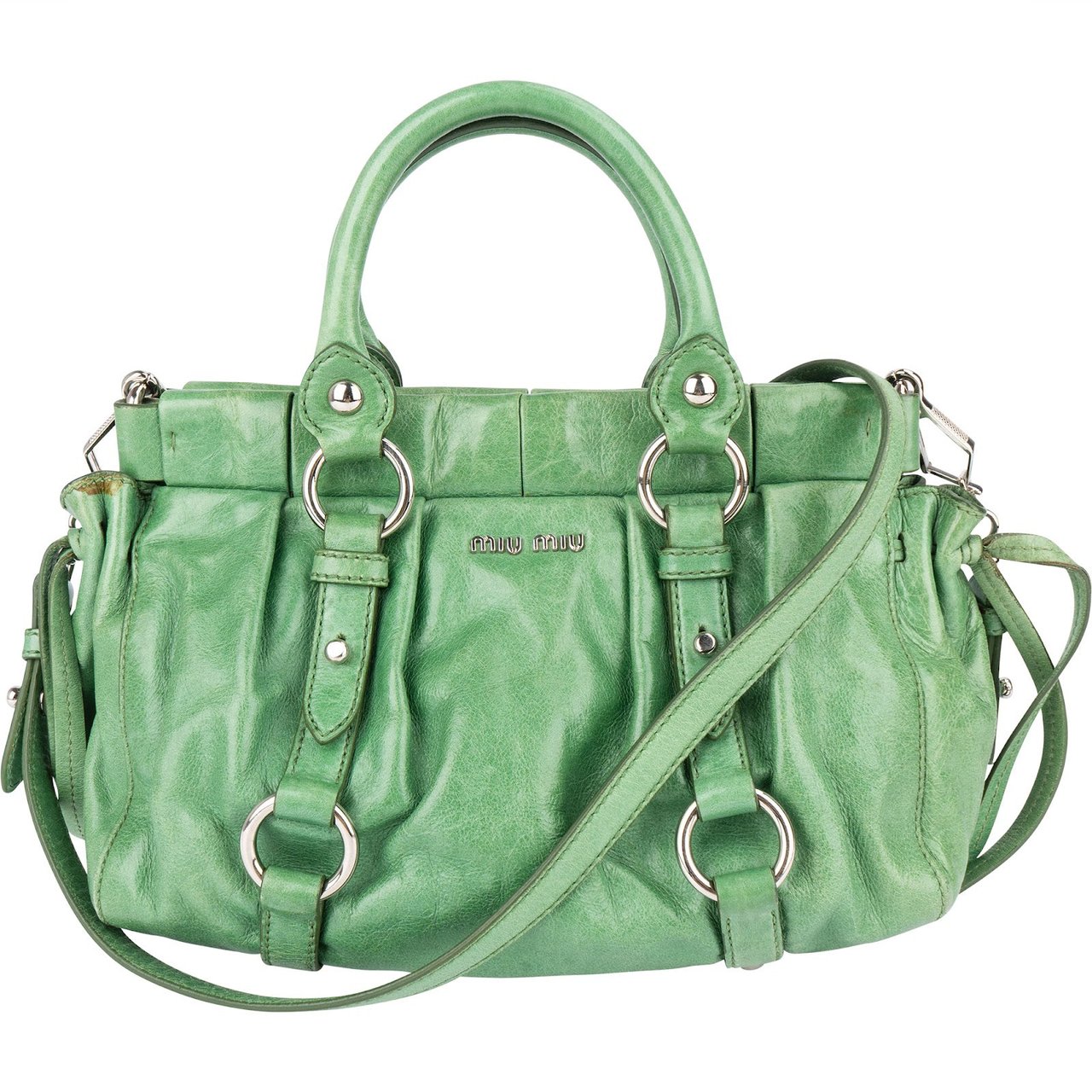 Miu Miu Miu Miu Vitello Lux City Handbag Groen