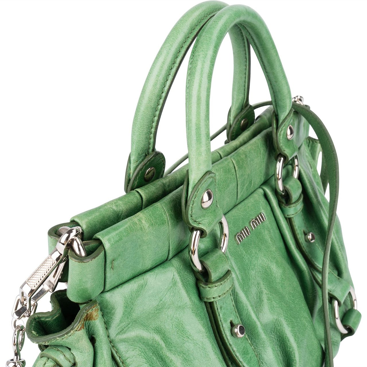 Miu Miu Miu Miu Vitello Lux City Handbag Groen