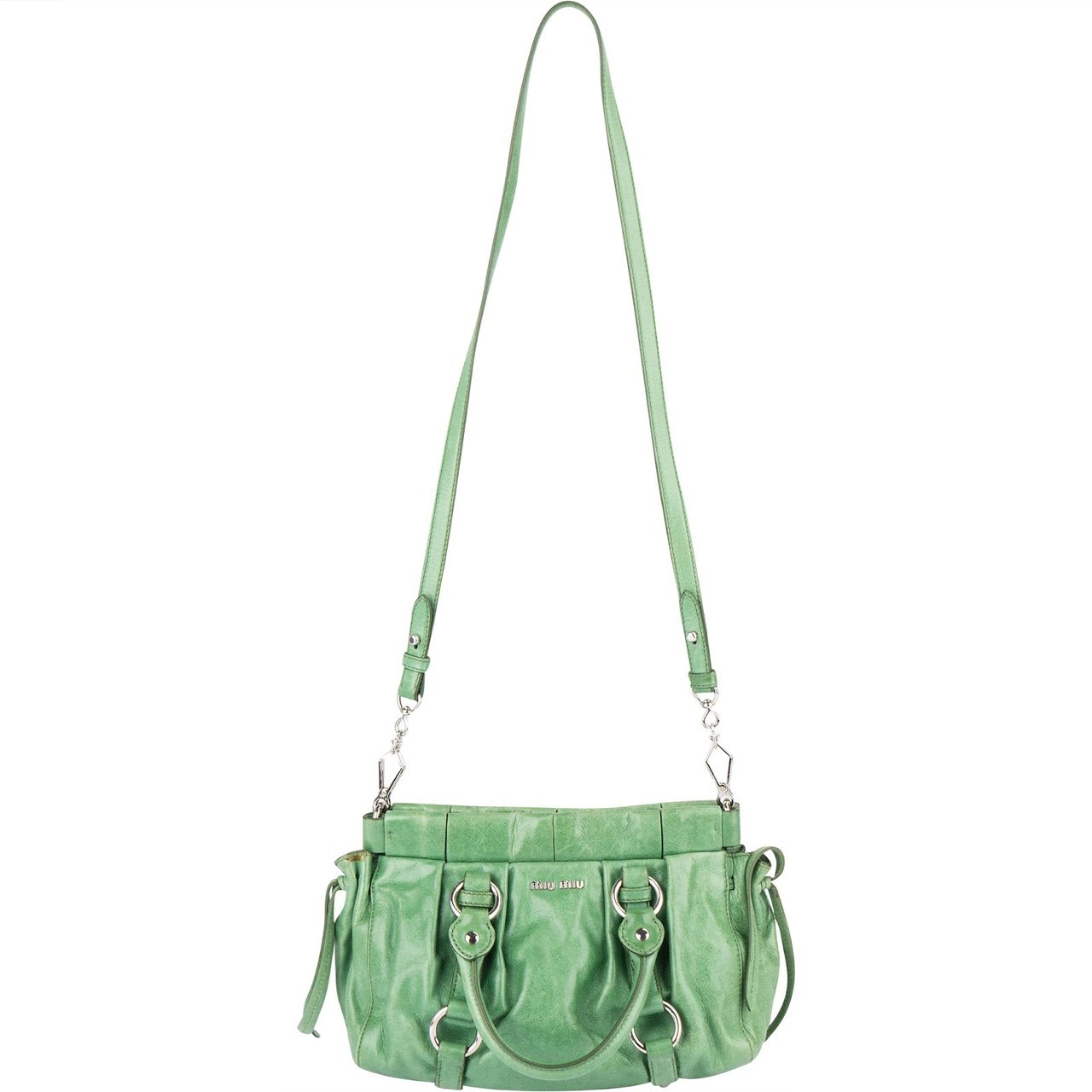 Miu Miu Miu Miu Vitello Lux City Handbag Groen