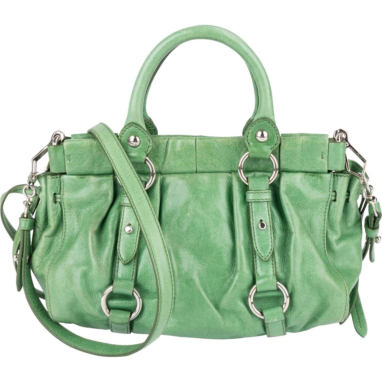Miu Miu Miu Miu Vitello Lux City Handbag Groen