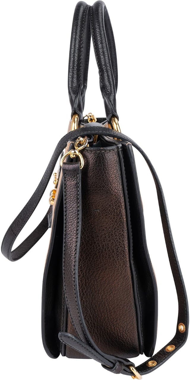 Miu Miu Miu Miu Bicolor Madras Leather Top Handle Handbag Zwart