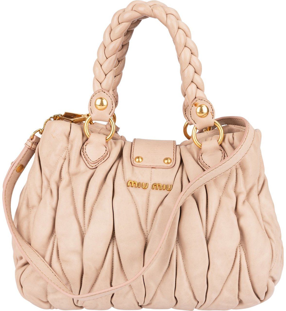 Miu Miu Miu Miu Quilted Leather City Handbag Roze