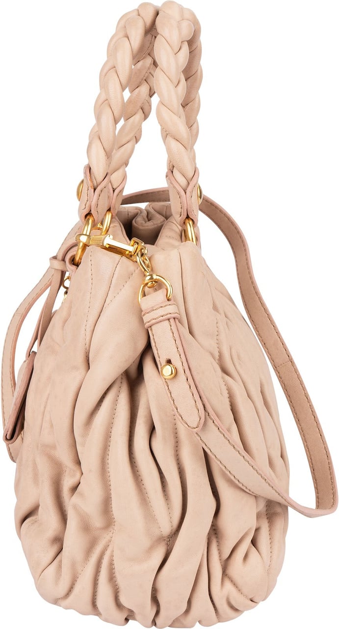 Miu Miu Miu Miu Quilted Leather City Handbag Roze