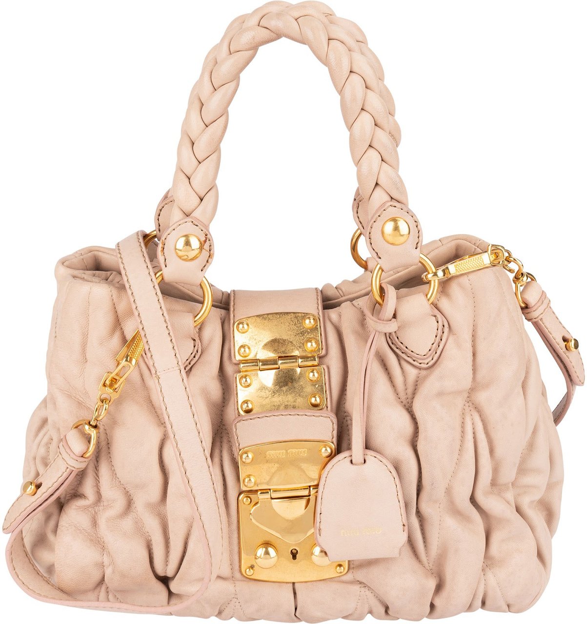 Miu Miu Miu Miu Quilted Leather City Handbag Roze