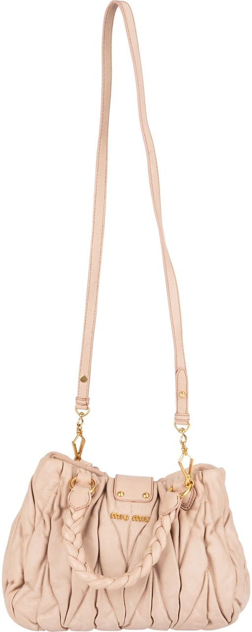 Miu Miu Miu Miu Quilted Leather City Handbag Roze