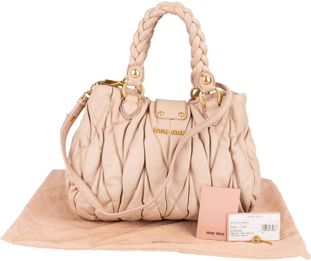 Miu Miu Miu Miu Quilted Leather City Handbag Roze