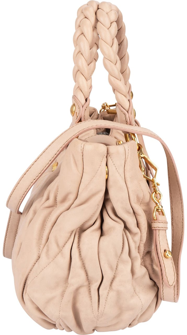 Miu Miu Miu Miu Quilted Leather City Handbag Roze