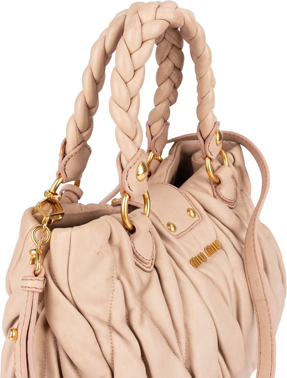 Miu Miu Miu Miu Quilted Leather City Handbag Roze