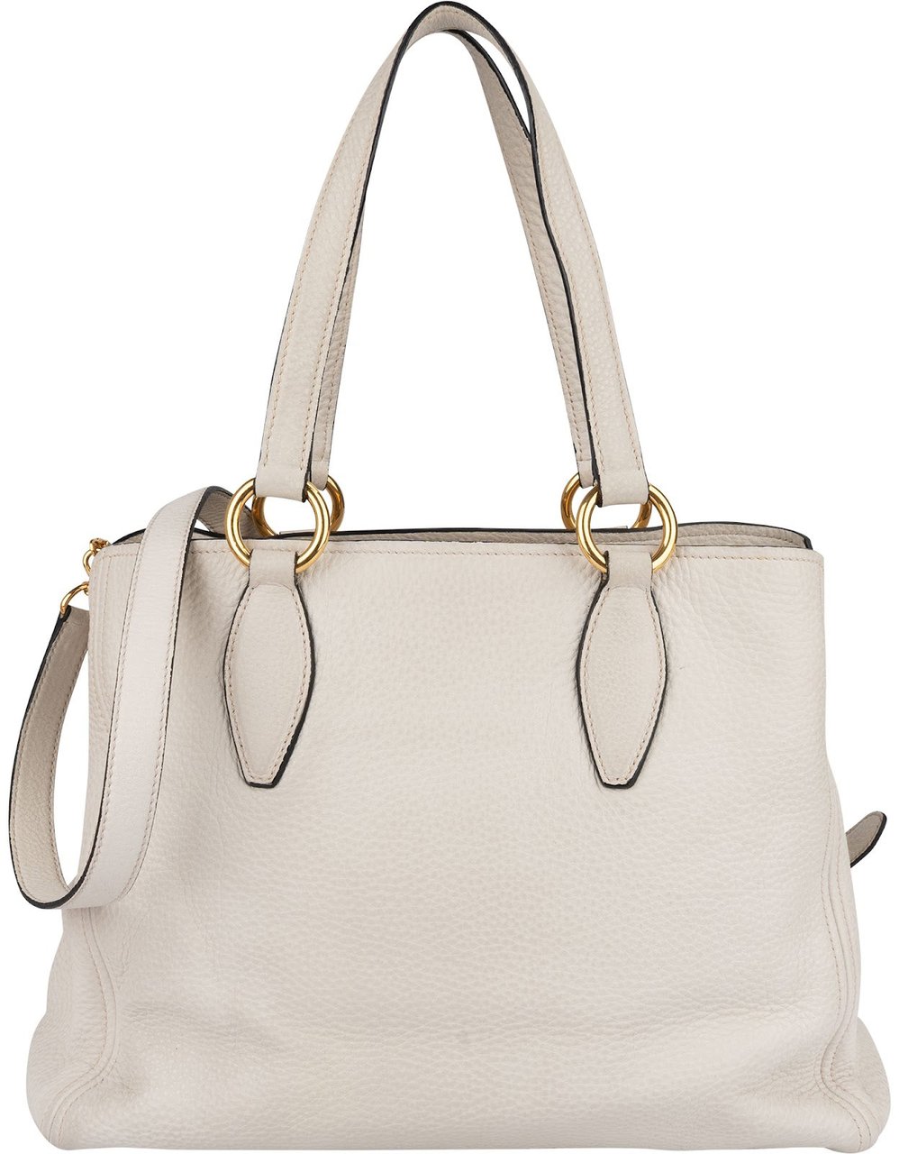 Miu Miu Miu Miu White Vitello Daino Tote Handbag Wit