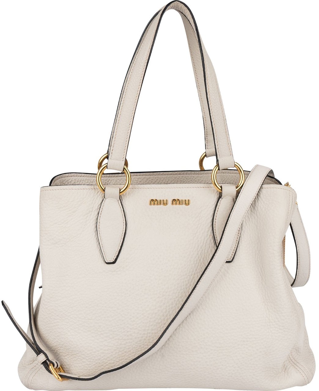 Miu Miu Miu Miu White Vitello Daino Tote Handbag Wit