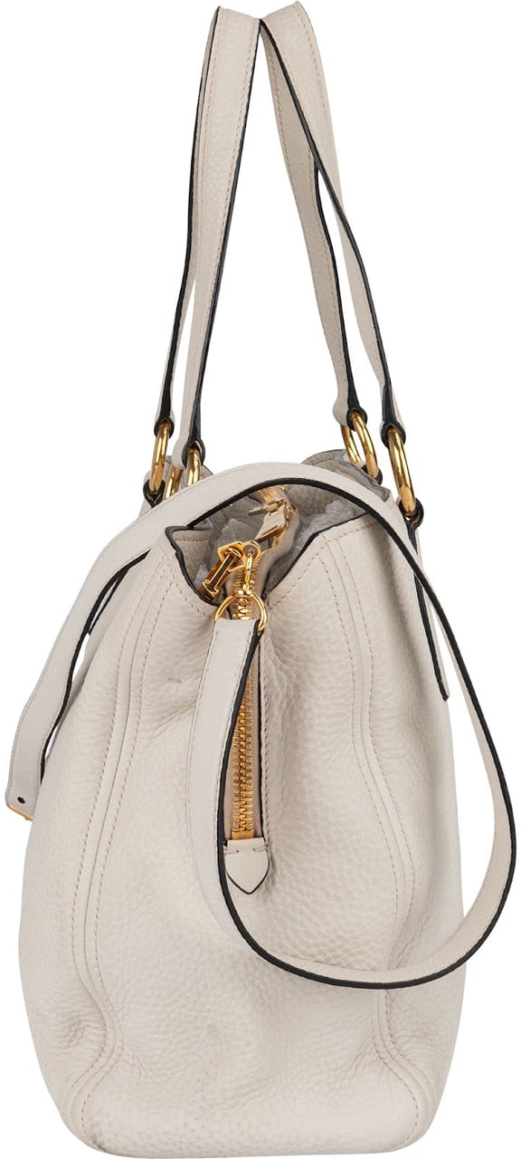 Miu Miu Miu Miu White Vitello Daino Tote Handbag Wit