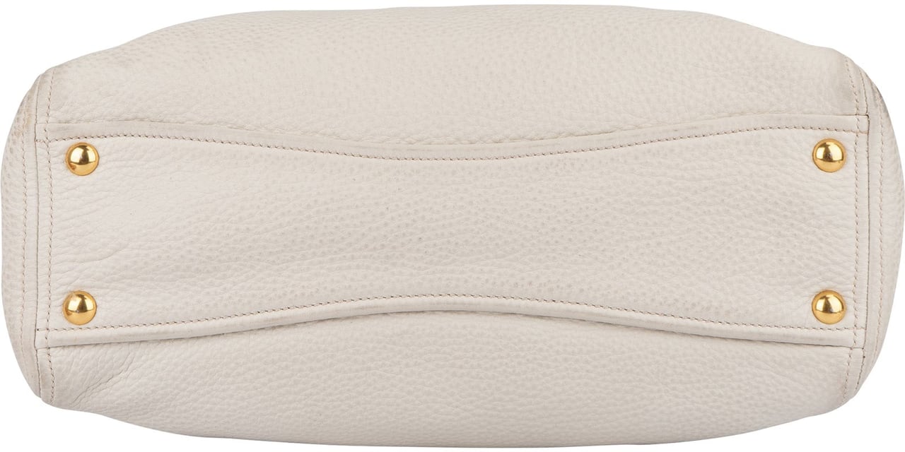 Miu Miu Miu Miu White Vitello Daino Tote Handbag Wit