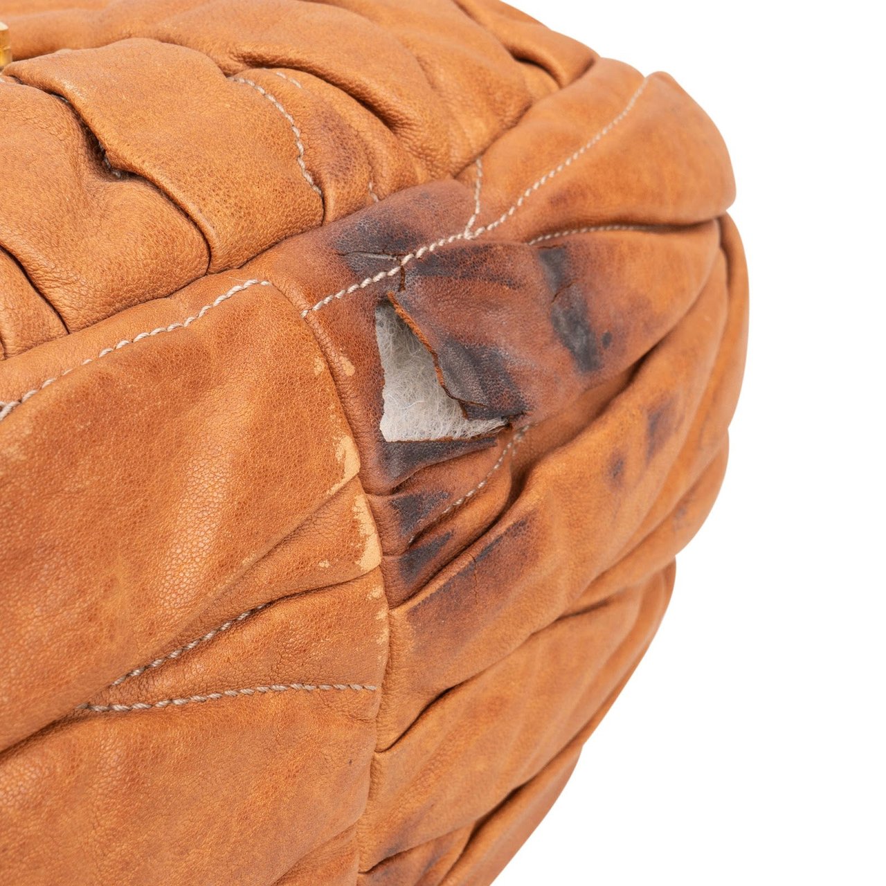 Miu Miu Miu Miu Matelassé Nappa Leather Hobo Handbag Bruin