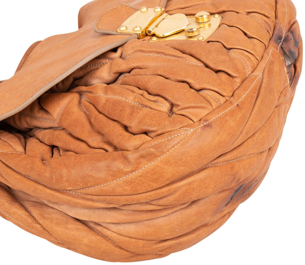 Miu Miu Miu Miu Matelassé Nappa Leather Hobo Handbag Bruin