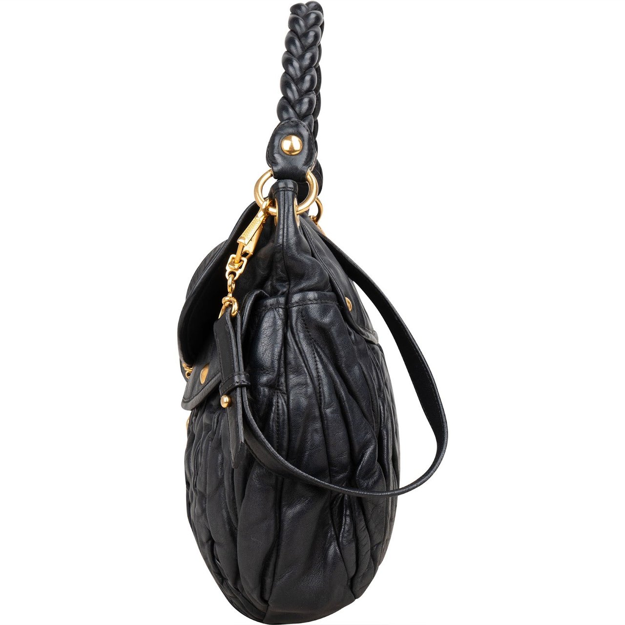 Miu Miu Miu Miu Matelassé Nappa Leather City Handbag Zwart